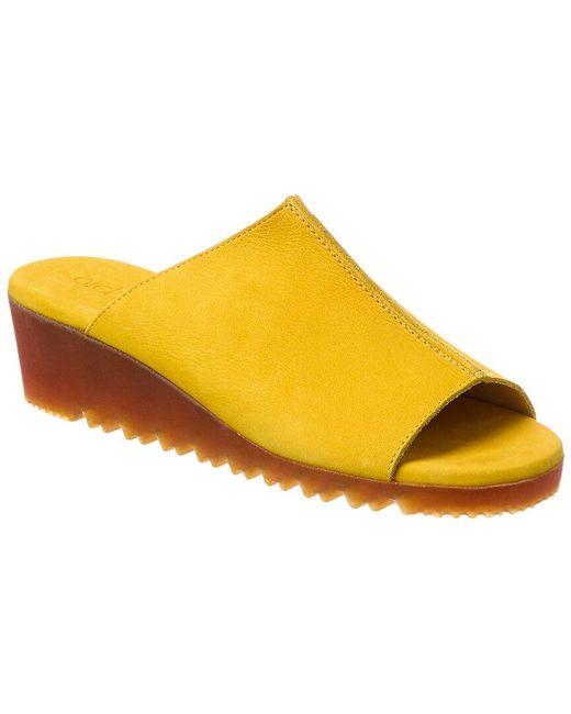 Arche Yellow Balham Leather Wedge Sandal