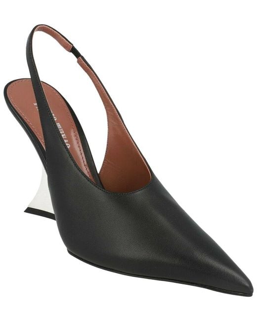 Paris Texas Black Nina Leather Slingback Wedge