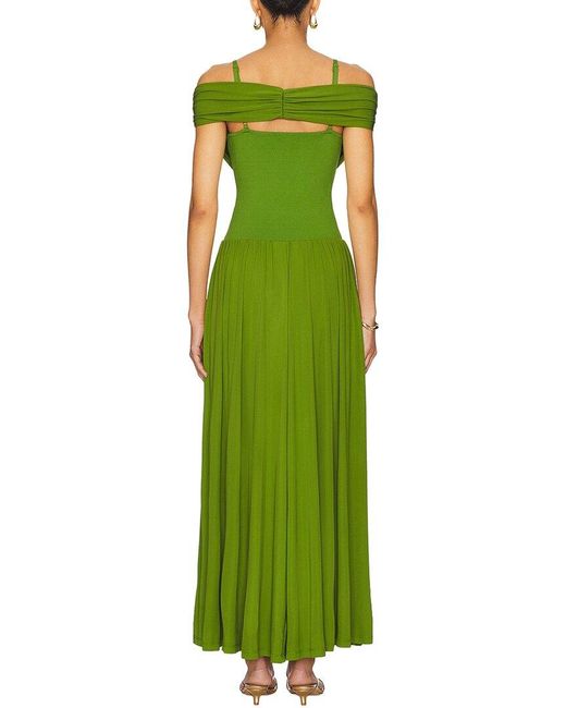 VERA DOLINI Green Solid Maxi Dress