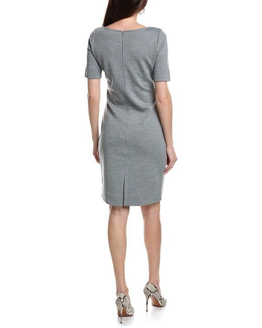 St. John Gray Milano Knit Elbow-sleeve Wool-blend Sheath Dress