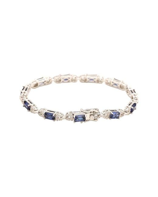 Suzy Levian White Silver 0.02 Ct. Tw. Diamond & Gemstone Bracelet