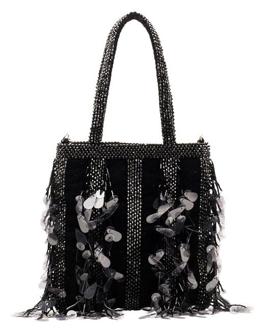 Frances Valentine Black Gatsby Mini Velvet Tote