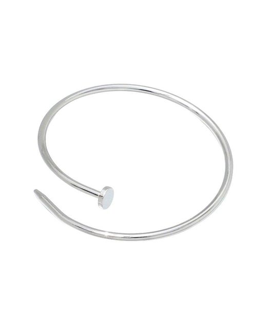 Adornia White Plated Thin Nail Cuff Bracelet
