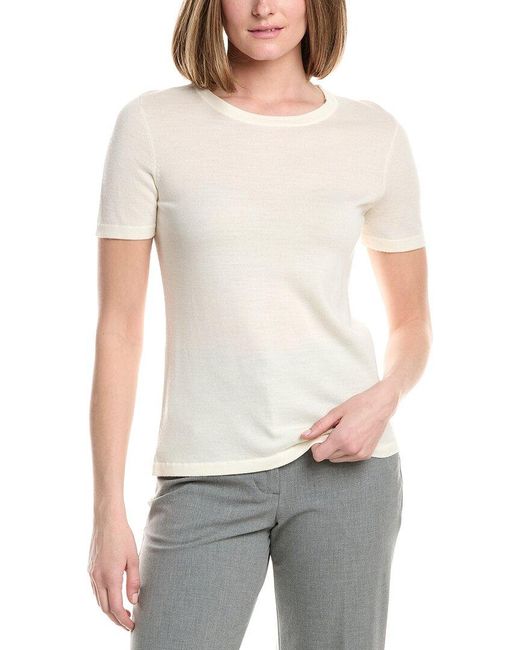 Anne Klein White Luxe Washable Merino Wool T-Shirt