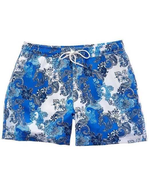 Robert Graham Blue Floral Paisley Swim Short for men
