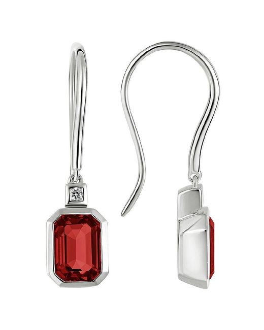 Diamond Select Cuts White 14k Diamond .03 Ct. & 2.48 Ct. Garnet Earrings