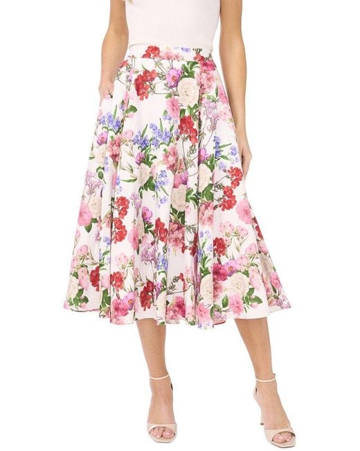 Ted Baker Red Ida Linen Midi Circle Skirt