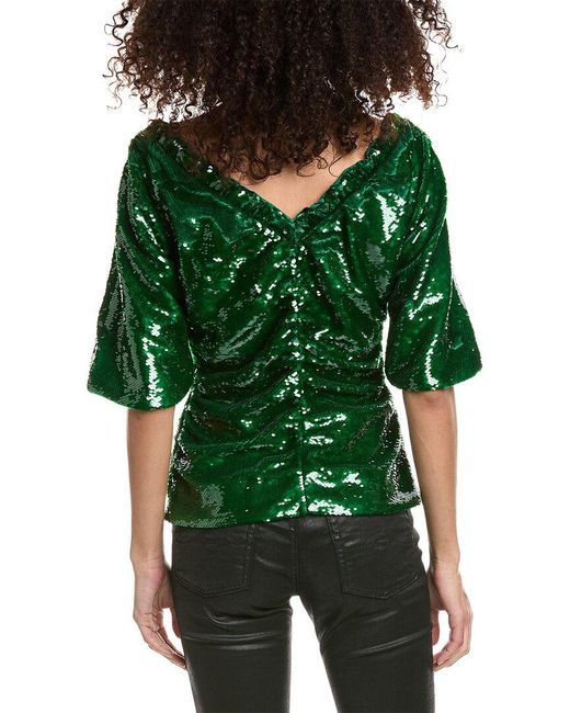 Ganni Green Sequin Blouse