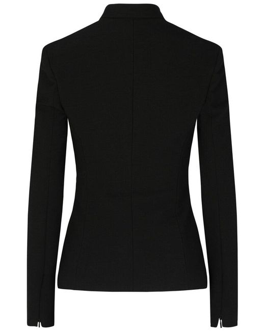 Ferragamo Black Single Breasted Wool-Blend Blazer