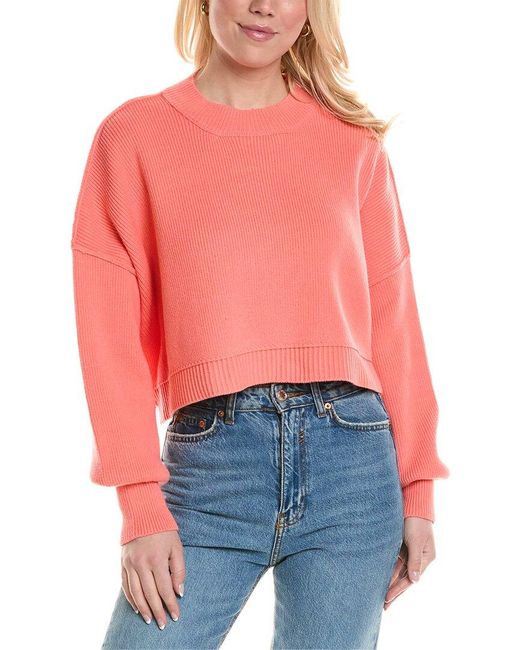Free People Red Easy Street Crop Pullover