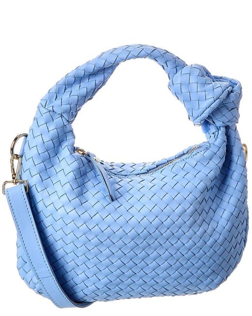 Isabella Rose Blue Sylvie Hand-Woven Leather Shoulder Bag
