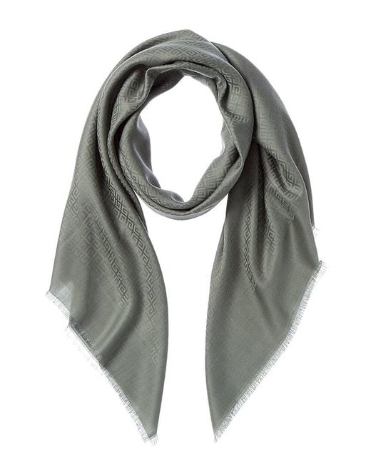 Givenchy Green 4G Square Large Wool & Silk-Blend Scarf