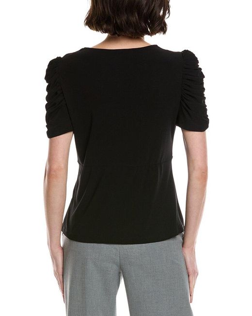 Cece Black Puff V-Neck Top
