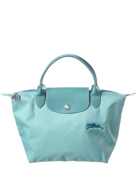 LONGCHAMP Le Pliage Green S Top Handle Tote Bag Lagoon Blue Small Packable  NEW
