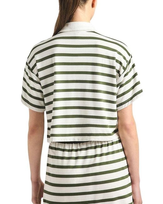 10 Crosby Derek Lam White Indira Striped French Terry Jersey Crop Rugby Top
