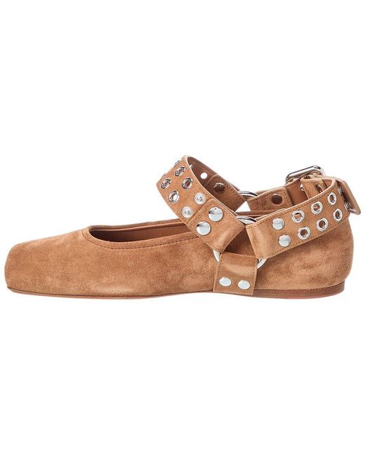 Alaïa Brown Alaïa Biker Suede Ballet Flat