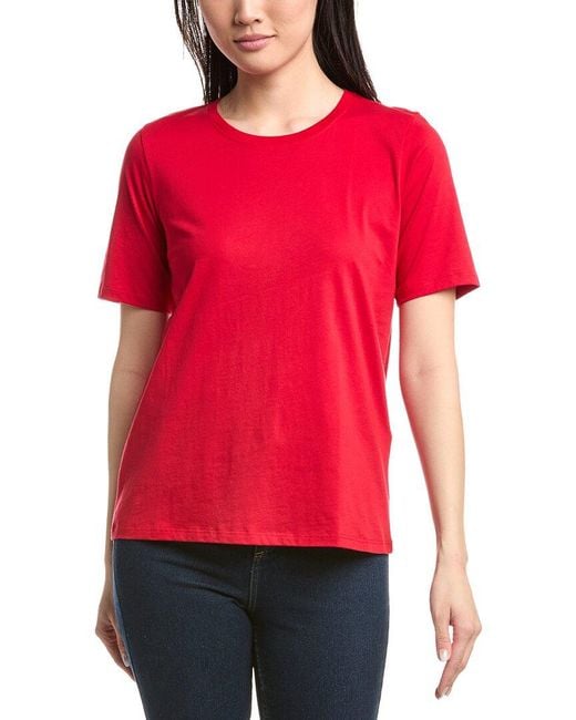 Eileen Fisher Red Round Neck T-Shirt