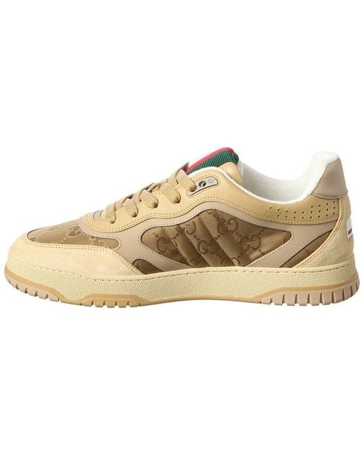 Gucci Natural Re-Web Gg Nylon & Suede Sneaker for men