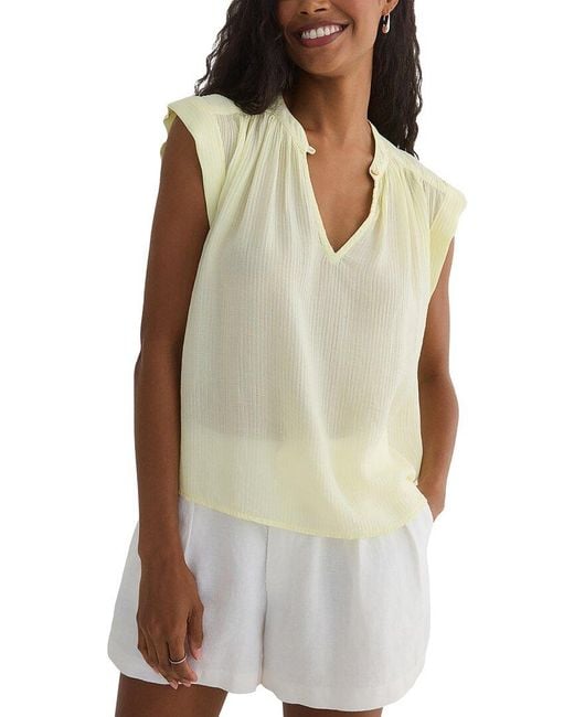 Bella Dahl Natural Shirred Pullover Cap Sleeve