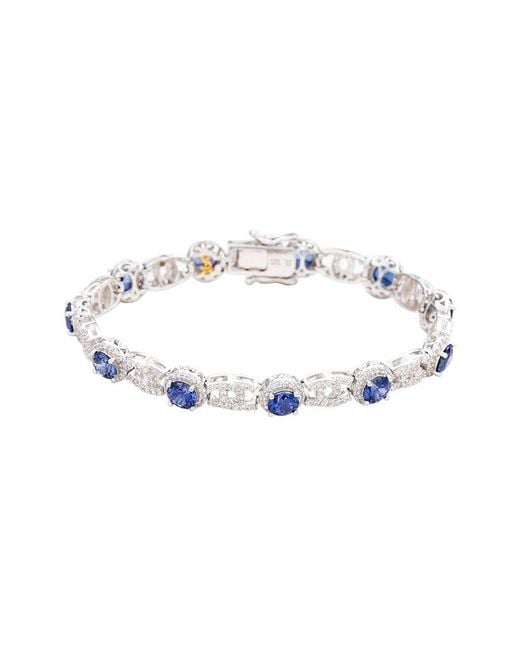 Suzy Levian White Silver 0.02 Ct. Tw. Diamond & Gemstone Bracelet