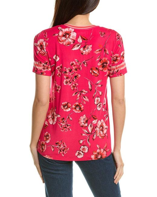 Johnny Was Red Misty Fall Favorite V-neck T-shirt