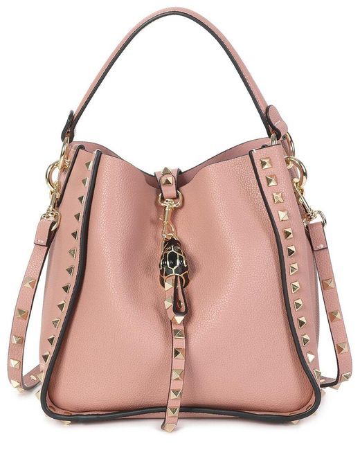 Tiffany & Fred Paris Pink Pebbled Leather Bucket Bag