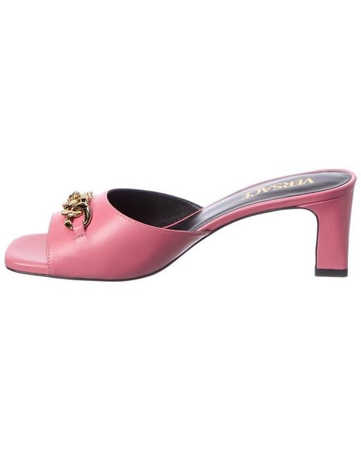 Versace Pink Medusa Leather Sandal