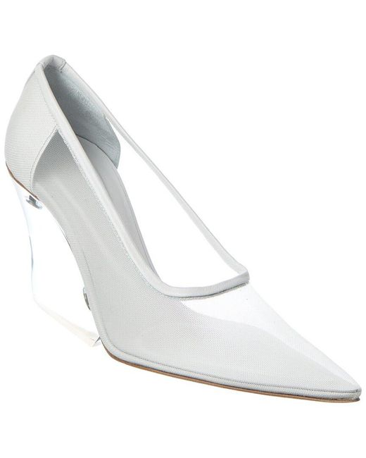 Sportmax White Aia1234 Mesh & Leather Pump