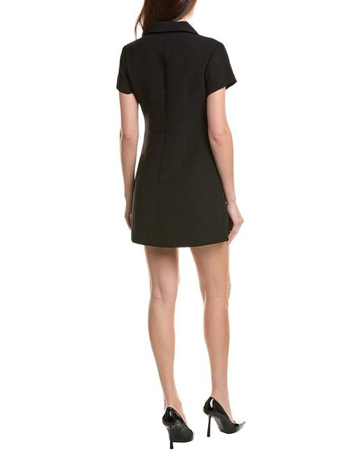English Factory Black Velvet Button Collar Mini Dress