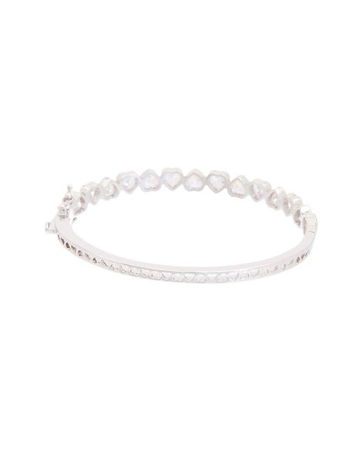 Juvell White 18K Plated Cz Heart Bangle Bracelet