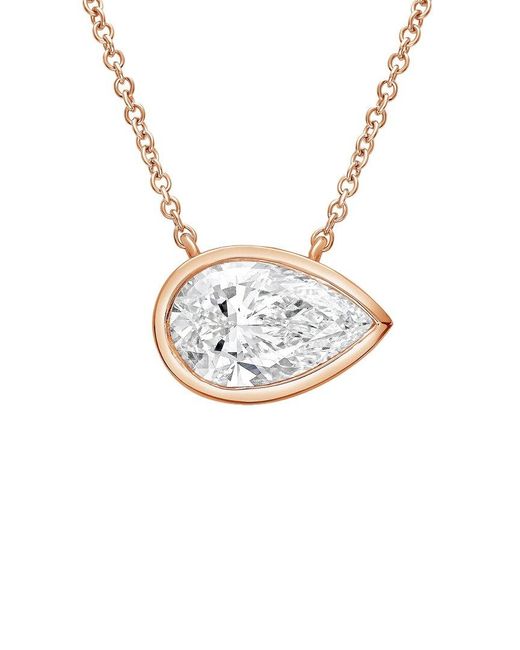 Diana M Metallic Diana M. 14K Rose 5.00 Ct. Tw. Lab-Grown Diamond Solitaire Bezel Pendant