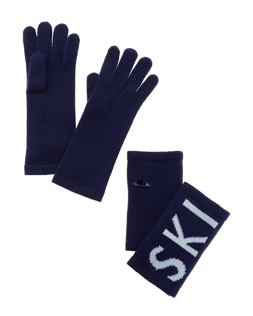 Hannah Rose Blue Ski 3-in-1 Cashmere Gloves