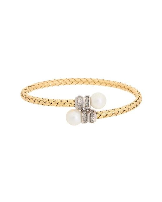 Meshmerise White 18K 0.15 Ct. Tw. Diamond Pearl Bracelet
