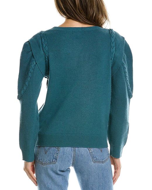 Lea & Viola Blue Braided Wool & Cashmere-blend Sweater