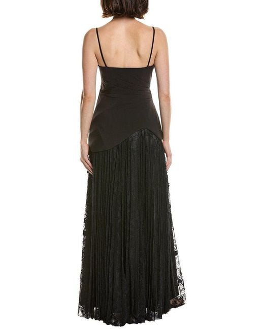 AMUR Black Leighton Pleated Gown