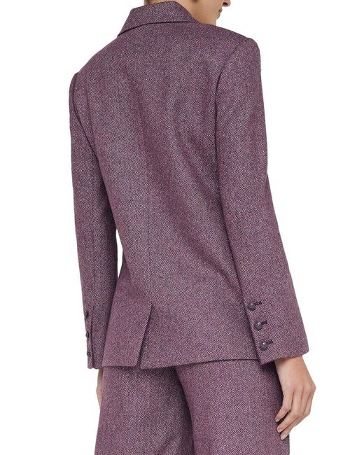 L'Agence Purple Colin Double Breasted Wool Blazer
