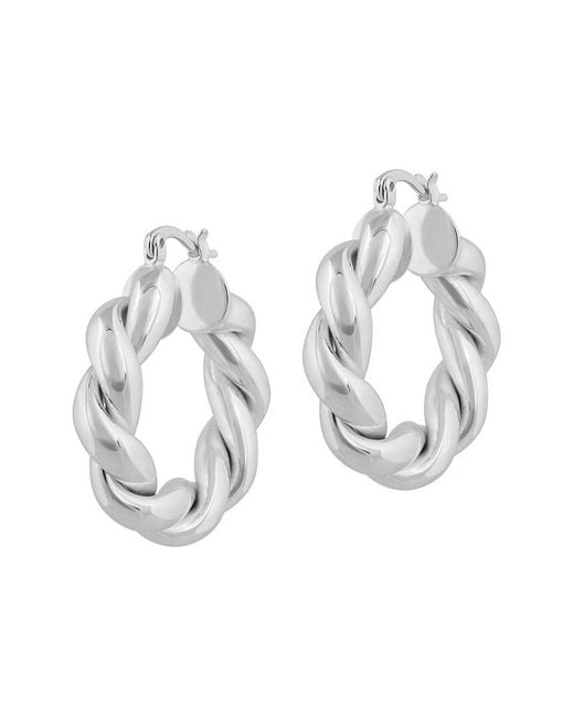 Electric Picks White Sterling Filled Brass Lennon Hoop Earrings