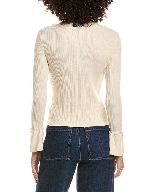Madison Miles White Beaded Sweater