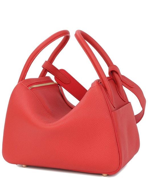 Tiffany & Fred Paris Red Pebbled Leather Top-Handle Bag