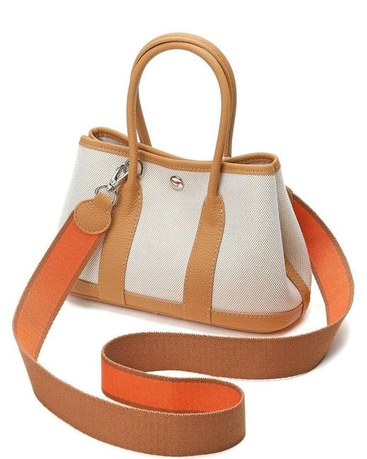 Tiffany & Fred Paris Brown Quilted Canvas & Leather Top-handle Satchel
