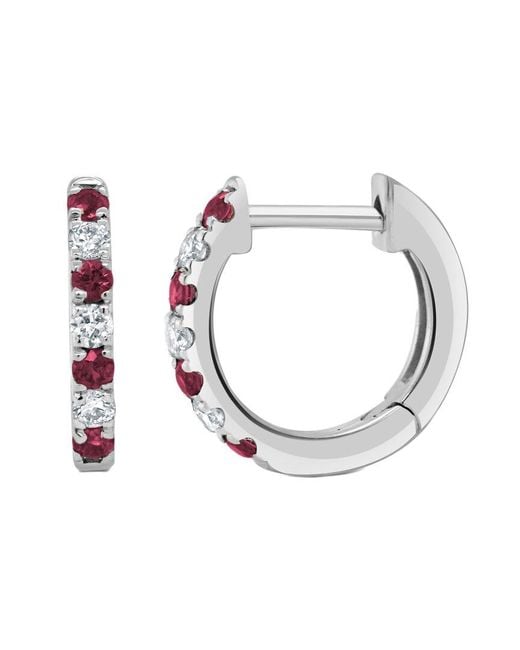 Sabrina Designs Metallic 14k 0.31 Ct. Tw. Diamond & Ruby Huggie Earrings