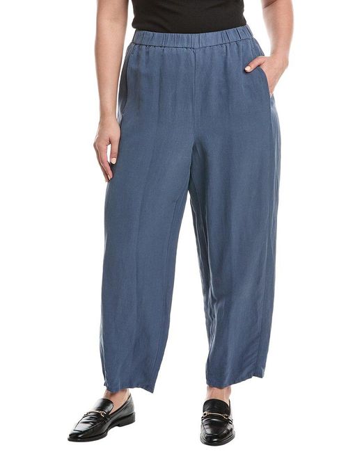 Eileen Fisher Blue Plus Linen & Silk-Blend Ankle Lantern Pant