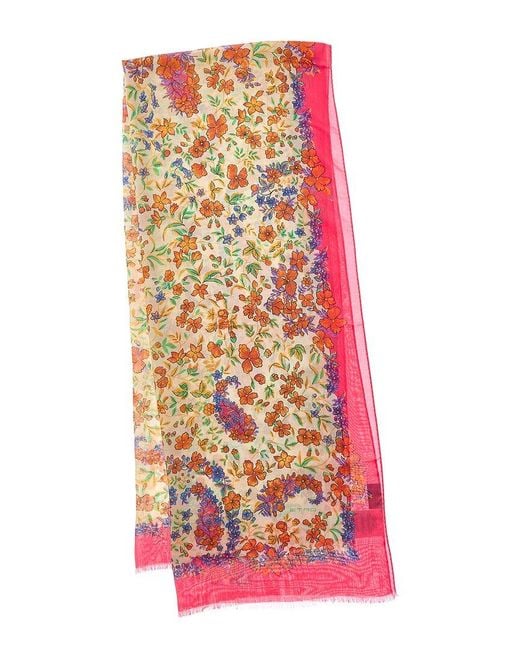 Etro Pink Silk-Blend Scarf