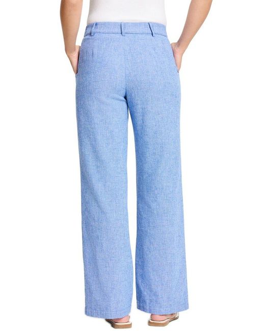 NIC+ZOE Blue Eliot Linen-Blend Wide Leg Pant