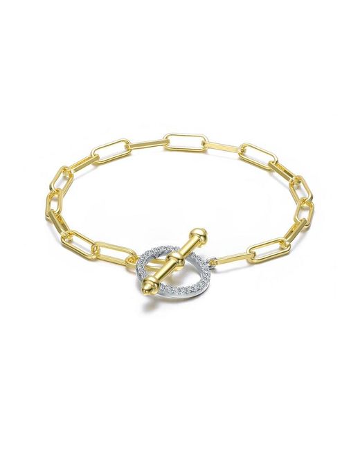 Rachel Glauber Metallic 14K Plated Cz Circle Toggle Bracelet