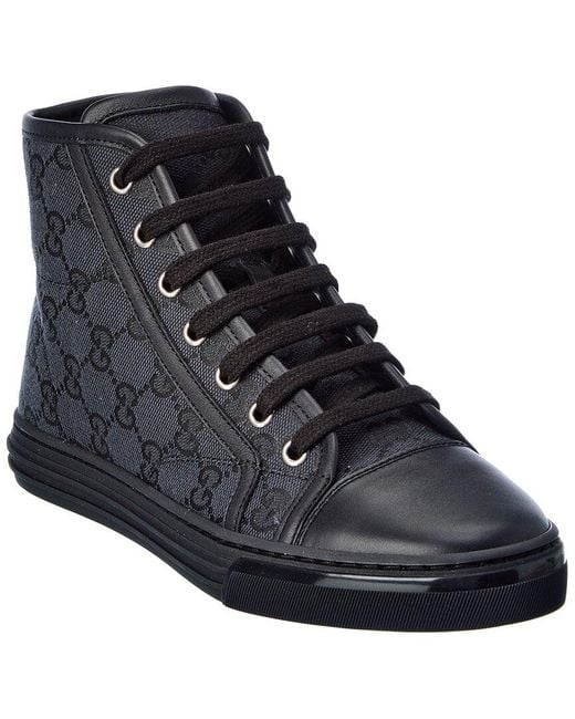 Gucci GG Canvas & Leather High-top Sneaker in Black | Lyst