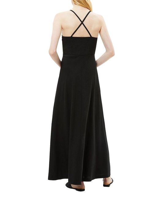 Theory Black Haranna Linen-blend Maxi Dress