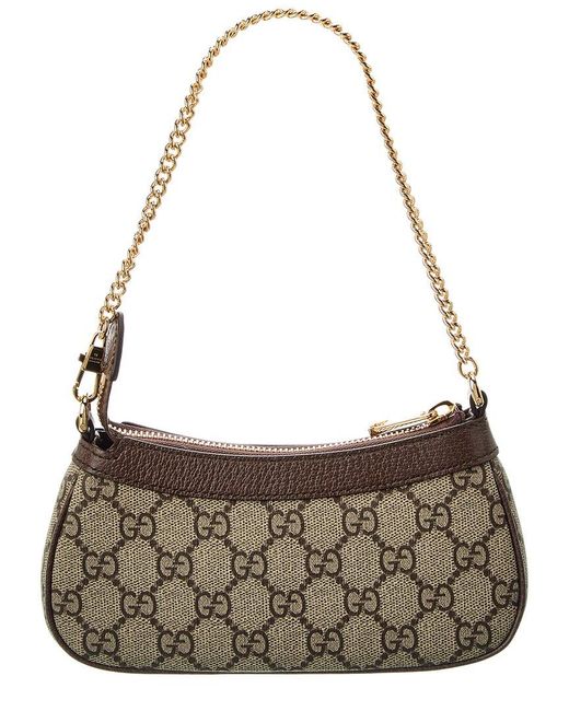 Gucci Metallic Ophidia Mini Gg Supreme Canvas & Leather Shoulder Bag