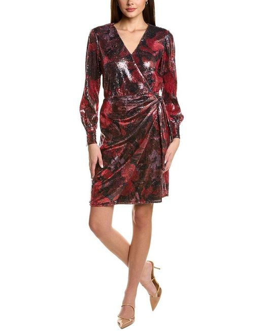 Anne Klein Red Sequin Wrap Dress