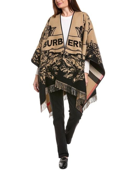 Burberry Natural Reversible Ekd Check Wool Cape